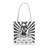 Iconic Madonna Tote Bag — 'God Money Power' Graphic All-Over Print