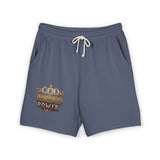 Fleece Sweat Shorts — 'God Money Power' Vintage Emblem