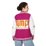 Letterman Jacket — "GMP (God Money Power)" Red & White Varsity Jacket