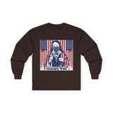 Long Sleeve Tee - Patriotic Bandana Mask Design with 'God, Money & Power' Graphic