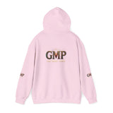 GMP Logo Hoodie — Classic White Pullover with Subtle Gold Accent