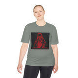Red Prayer Graphic Tee — Retro Gothic Nun Illustration Moisture-Wicking Shirt