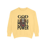 God Money Power- Sweatshirt — Skull Crown Graphic Crewneck
