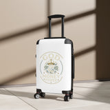 God Money Power Carry-On Suitcase — Travel Luggage with Crown & Cash Design