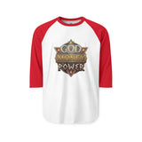 God, Money, Power Raglan Shirt — Christian Faith & Hustle Baseball Tee