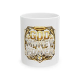 Ceramic Mug — God Money Power Gold Emblem Coffee Cup