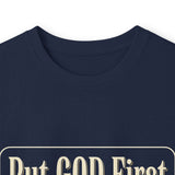 Inspirational Faith Hustle Long Sleeve Tee — “Put GOD First, Hustle For The MONEY, Put Yourself In POWER”