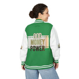 Letterman Jacket — 'God Money Power' Retro Varsity Jacket