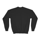 Youth Crewneck Sweatshirt — Vintage Halloween Pumpkin "GOD MONEY POWER"