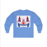 Long Sleeve Tee — "God Money Power" Patriotic Jesus Graphic