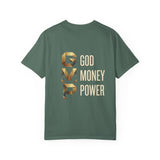 T-Shirt — GVMP Gold Graphic: "God Money Power" Statement Tee
