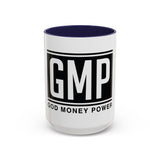 GMP 'God Money Power' Accent Coffee Mug – Bold Black Logo 11/15oz