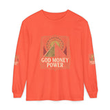 Long Sleeve T-Shirt — 'God, Money, Power' Pyramid Graphic