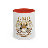 GMP Tiger Accent Coffee Mug — "God Money Power" Motivational 11/15oz Ceramic Mug