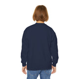 Youth Crewneck Sweatshirt — Vintage Halloween Pumpkin "GOD MONEY POWER"