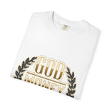 God Money Power T-Shirt — Bold Gold Laurel Graphic Tee