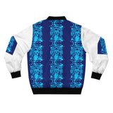 Blue Gothic Skull Pattern Bomber Jacket