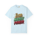 God Money Power T-Shirt — Bold Comic Typography Tee