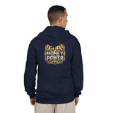 Money Power Zip Hoodie — Gold Emblem Graphic Full‑Zip Hooded Sweatshirt