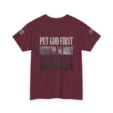 Inspirational Faith Tee — "Put God First, Hustle for the Money, Put Yourself in Power"