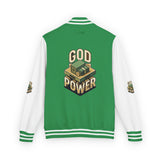 God Power Letterman Jacket — Retro Faith Varsity Coat