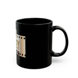 God Money Power Black Coffee Mug — Faith & Prosperity Film-Strip Design (11oz/15oz)