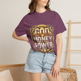 God Money Power Graphic T-Shirt — Bold Gold Faith & Hustle Tee