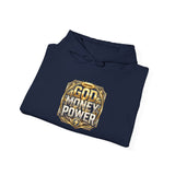 Hoodie — "God Money Power" Gold Emblem Pullover