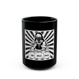 11oz/15oz Black Ceramic Mug — 'God Money Power' Rebel Icon Graphic