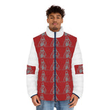 Men's Puffer Jacket — Retro Skate Skull All-Over Print Winter Coat