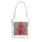 God Money Power Tote Bag - Red Graphic Religious Icon Design