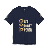 GVP 'God Money Power' Graphic Tee – Gold Lettering Christian Streetwear