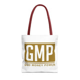 GMP Gold Logo Tote Bag — "God Money Power" Inspirational Canvas Tote