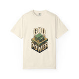 God Power T-Shirt — Faith Graphic Tee with Vintage Tank Illustration