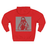 God Money Power Hoodie — Red Religious Icon Graphic Fleece Pullover