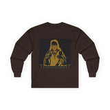 Long Sleeve Tee — Gold Saint Illustration with "I Got Money Power" Banner