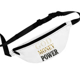 Fanny Pack — "God Money Power" White Statement Waist Bag