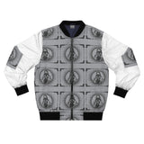 Retro TV Icon Bomber Jacket — Monochrome Vintage Screen Print