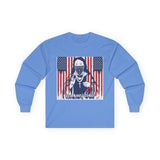 Long Sleeve Tee - Patriotic Bandana Mask Design with 'God, Money & Power' Graphic