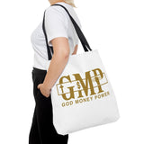 GMP "God Money Power" Gold Logo Tote Bag — Inspirational Faith & Prosperity Canvas Tote