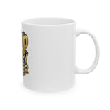 Good Money Power Ceramic Mug — Gold 3D Typography Coffee Cup (11oz, 15oz)
