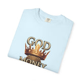 God Money Power T-Shirt — Crown, Coin & Fist Graphic Tee