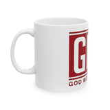 GMP Ceramic Mug — 'God Money Power' Bold Red Logo Coffee Cup (11oz, 15oz)