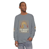 Long Sleeve T-Shirt — 'God, Money, Power' Pyramid Graphic