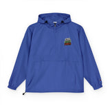 God Money Power- Packable Anorak Jacket — Bright Orange Hooded Windbreaker with Small Graphic