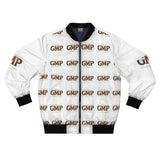 GMP Logo All-Over Print Men's Bomber Jacket — White Branded Streetwear