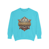 God Money Power Sweatshirt - Vintage Crest Graphic Crewneck