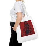 Jesus Icon Masked Tote Bag - 'Lord Money Power' Red Graphic Tote