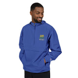 God Money Power- Royal Blue Packable Anorak Jacket with Floral Patch — Lightweight Hooded Windbreaker