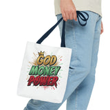 God Money Power Tote Bag — Bold Graphic Faith & Prosperity Statement Tote